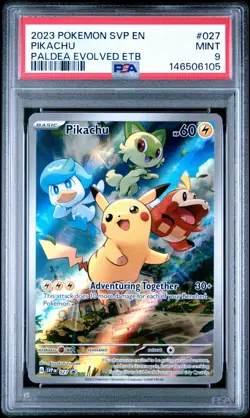 2023 Pokemon Svp En-Sv Black Star Promo #027 Pikachu Paldea Evolved Etb PSA 9 - Image 1