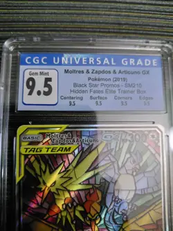 Pokemon TCG Moltres Zapdos Articuno GX - Hidden Fates ETB Promo, Graded CGC 9.5 - Image 3