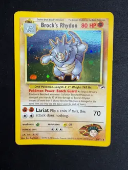 Pokemon Brock's Rhydon 2/132 Gym Heroes Rare Holo Unlimited Wizards ENG Vintage - Image 1