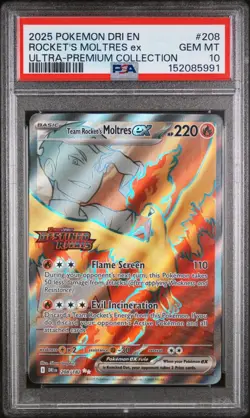 2025 Pokemon Team Rocket's Moltres ex #208 UPC Promo [STAMPED] GEM MINT PSA 10 - Image 1