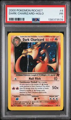 2000 POKEMON ROCKET #4 DARK CHARIZARD-HOLO PSA 1 - Image 1