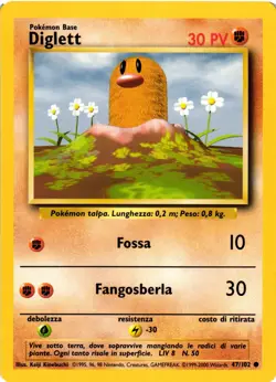 Base Set Pokemon TCG Diglett Italian 47/102 LP - Image 1