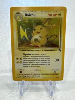 Pokemon TCG Raichu Fossil Holo Rare Card 14/62 Vintage 1999 - Image 1