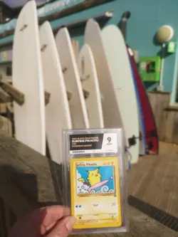 Surfing Pikachu Pokemon League 2000 Vintage Pokemon Trading Card Ace Grade 9 - Image 2