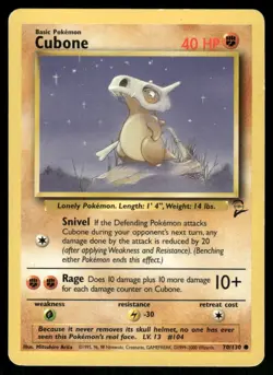 Pokemon Cards Cubone 70/130 Base Set 2 Common MP - Image 1