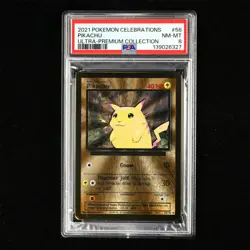 PSA 8 NM-MT 2021 Pokemon ENG Pikachu 58/102 (Gold Metal Card) - Image 2