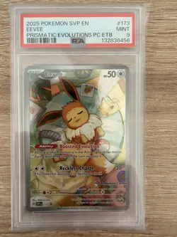PSA 9 Eevee 173 SVP EN Prismatic Pokemon Center Stamped ETB Promo Card MINT - Image 1