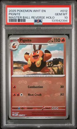 PSA 10 PIGNITE 012/086 MASTER BALL REVERSE HOLO WHITE FLARE POKEMON 🔥 - Image 1