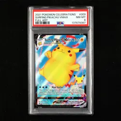 PSA 8 NM-MT 2021 Pokemon ENG Surfing Pikachu VMAX E 009/025 Full Art - Image 1