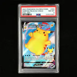 PSA 8 NM-MT 2021 Pokemon ENG Surfing Pikachu VMAX E 009/025 Full Art - Image 2
