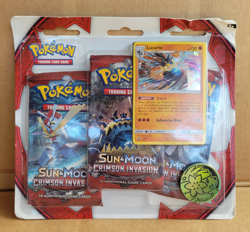 Pokemon TCG Sun & Moon Crimson Invasion 3 Pack BLISTER - Lucario - Sealed - Image 1