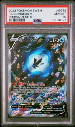 2023 Pokemon Sword And Shield Crown Zenith Fa Lumineon V #GG39 PSA 10 - Image 1