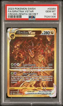 2023 Pokemon SWSH Crown Zenith Giratina VSTAR #GG69 Secret Rare Gold PSA 10 - Image 1