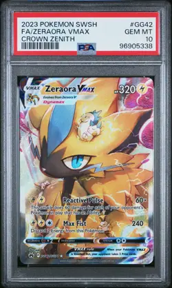 2023 POKEMON SWORD & SHIELD CROWN ZENITH #GG42 FULL ART/ZERAORA VMAX PSA 10 - Image 1