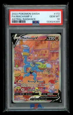 2022 POKEMON SWORD & SHIELD ASTRAL RADIANCE #172 FULL ART/MACHAMP V PSA 10 - Image 1