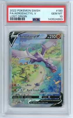 PSA 10 Aerodactyl V 180/196 Alt Full Art Pokemon SWSH Lost Origin 180 GEM MINT - Image 1