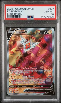 Rotom V 177/196 Full Art Pokemon Sword & Shield Lost Origin #177 GEM MINT PSA 10 - Image 1