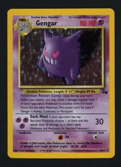 Gengar 5/62 Fossil Unlimited Holofoil Holo Rare Pokemon TCG - Image 1