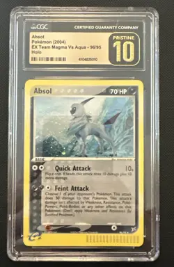 CGC Pristine 10 Absol 96/95 Holo EX Team Magma vs Aqua Pokemon Card Secret Rare - Image 1