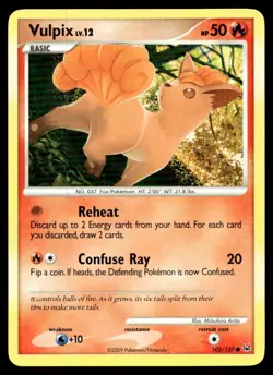Vulpix Platinum Common 102/127 2009 Pokemon TCG - Image 1