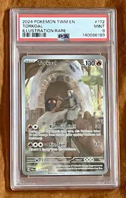 Pokemon Torkoal 172/167 Illustration Rare Full Art Twilight Masquerade PSA 9 - Image 1