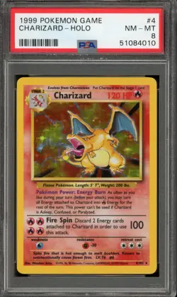 1999 Pokemon Base Set Charizard Holo PSA 8 NM-MINT 4/102 - Image 1