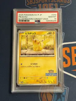 2025 Pokemon Japanese SV-P Promo #242 Pikachu Illustration Contest 2024 PSA 10 - Image 1