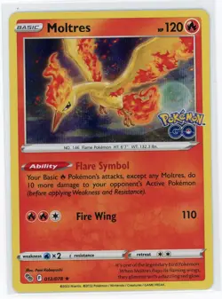 Pokemon TCG - Moltres 12/78 - Pokemon Go - Stamped Holo Rare - Image 1