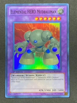 Yugioh Elemental HERO Mudballman LCGX-EN053 Super Rare 1st Ed LP - Image 1