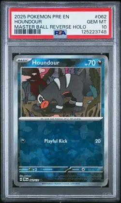 Pokemon Prismatic Evolutions # 062 Houndour Master Ball Reverse Holo PSA 10 Card - Image 1