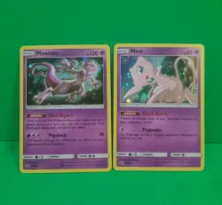 Pokemon Holo Rares Lot Legendary Mew SM215 And Mewtwo SM214 NM-MINT Condition - Image 2