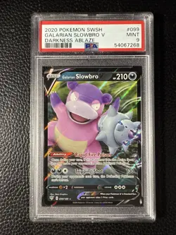 2020 Pokemon SWSH Darkness Ablaze #099 Galarian Slowbro V PSA 9 Mint - Image 1