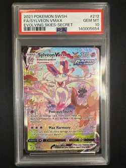 2021 Pokemon Evolving Skies Sylveon VMAX 212/203 PSA 10 GEM MINT Alt Art - Image 1