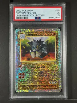 Rhydon Reverse Foil #35 2002 Pokemon Legendary Collection PSA 5 250001 - Image 1