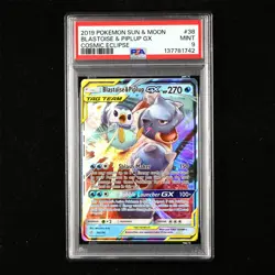 PSA 9 MINT 2019 Pokemon ENG Blastoise&Piplup GX 38/236 - Image 1