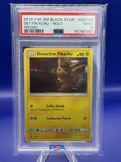 2019 POKEMON SM BLACK STAR PROMO #SM190 DET.PIKACHU-HOLO PROMO PSA 9 - Image 1