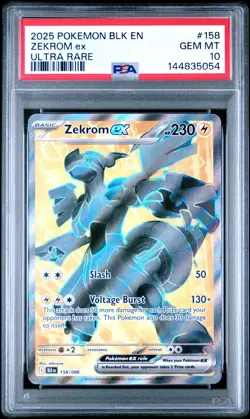 2025 Pokemon Zekrom EX #158 PSA 10 Ultra Rare Black Bolt Full Art - Image 1