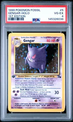 Gengar-Holo Pokemon Fossil 5 NM PSA 4 - Image 1