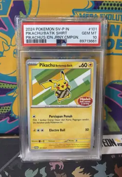 PSA 10 Pikachu Berkemeja Batik 101/SV-P Indonesia Journey Campaign Promo Pokemon - Image 1