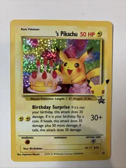 Pokemon Celebrations Classic Collection Birthday Pikachu 24/53 Stamped Holo NM - Image 4