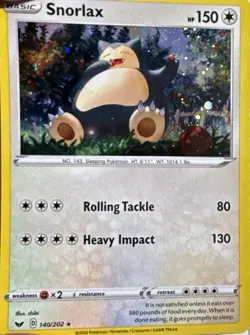 Snorlax 140/202 (Cosmo Holo) Promo Sword & Shield Pokemon Near Mint Swirl - Image 1