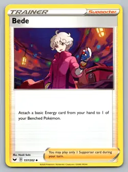 Pokemon TCG SWSH01: Sword & Shield Base Set Bede 157/202 - Image 1