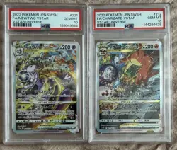2022 POKEMON JAPANESE MEWTWO VSTAR #221 & CHARIZARD VSTAR #212 SET PSA 10 - Image 1
