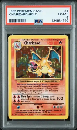 1999 POKEMON GAME #4 CHARIZARD-HOLO PSA 6 - Image 1