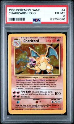 1999 POKEMON GAME #4 CHARIZARD-HOLO PSA 6 - Image 1