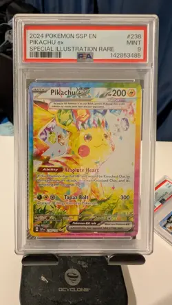 2024 POKEMON SSP EN-SURGING SPARKS SPECIAL ILLUSTRATION RARE PIKACHU EX PSA 9 - Image 1