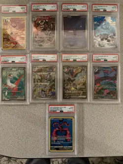 Pokemon Graded Lot Of 9 All PSA 8 Maril 204 Greninja 132 Cleffa 202 Moltres 284 - Image 1