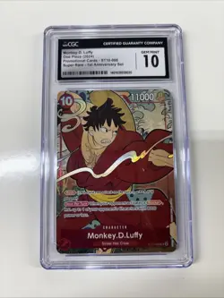 Monkey D. Luffy Super Rare Foil ST10-006 One Piece 1st Anniversary Set CGC 10 - Image 1