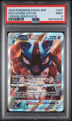 Pokemon TCG Lucario VSTAR SWSH291 Promo Card Crown Zenith PSA 9 - Image 1