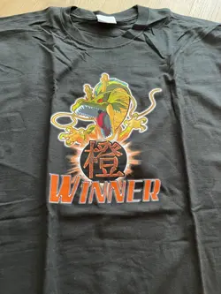 T-shirt DragonBall Z DBZ CCG CARD Tournament WINNER ULTRA RARE UR Orange Style - Image 1